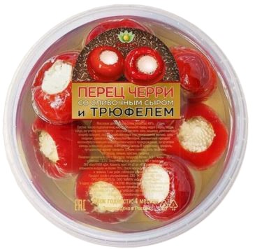 Овощи фаршированные - Antipasti: Перец Черри со сливочным сыром и трюфелем т.м..Амига 250 г 