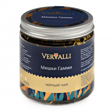 Чай черный "Мишки Гамми" т.м.VERVALLI 60 г в банке