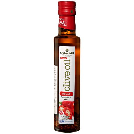 Масло оливковое нерафин. высш, качества EXTRA Vigin olive ojl с перцем чили CRETAN MJLL 0.25л Греция