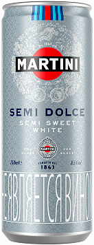 Мартини Семи Дольче белое сладкое 0,25л ж/б. Газированный виноградосодержащий напиток. Италия
