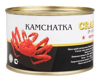Консервы натуральные из мяса краба камчатского в солевой заливке Краб "Салатный" 240гр