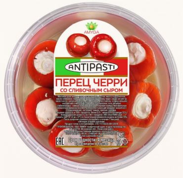 Овощи фаршированные: Перец Черри со сливочным сыром т.м..Амига 250 г 