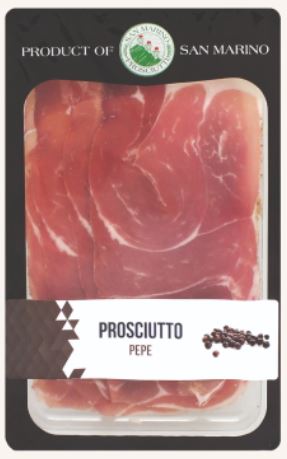 Окорок сыровяленый Прошутто Крудо с черным перцем т.м."San Marino Prosciutti" нарезка 70 г.