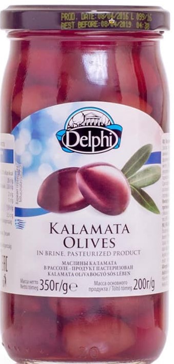 Маслины с косточкой Каламата в рассоле DELPHI 350г ст/б