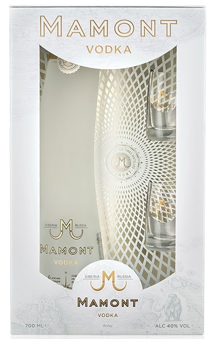 Мамонт 0,7л п/уп+2 стопки. Водка Россия