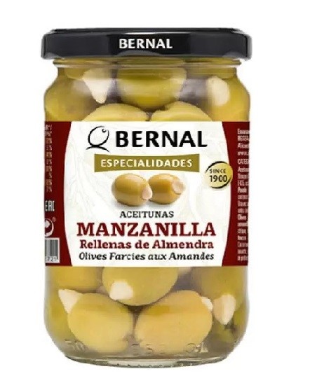 Оливки фаршированные миндалем Bernal с/к 300 г (180 г)