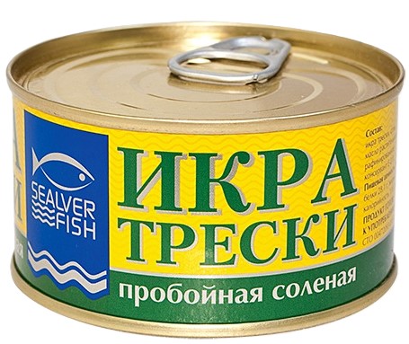 Икра трески тихоокеанской пробойная соленая 130 гр ж/б
