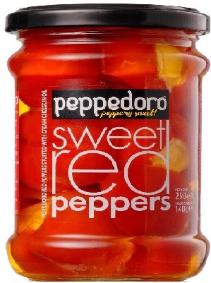Перец красный сладкий, фаршированный сыром peppedoro ROYAL MEDITERRANEAN 250г ст/б