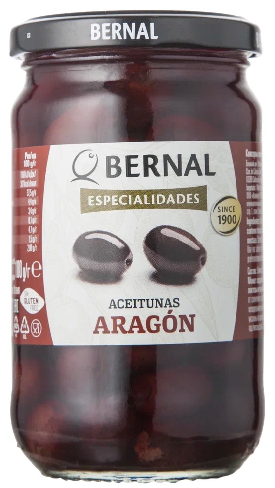 Оливки ARAGON, в рассоле,Bernal, с/к стекло, 300г (180г)