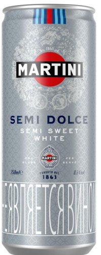 Мартини Семи Дольче белое сладкое 0,25л ж/б. Газированный виноградосодержащий напиток. Италия