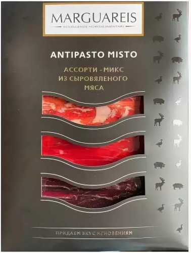 Сет MARGUAREIS (мясо северного оленя, выдержанный хамон, шейка сыровяленая) нарезка 60г