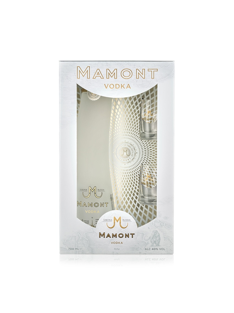 Мамонт 0,7л п/уп+2 стопки. Водка Россия