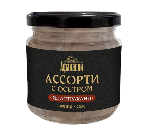 Пресервы из филе рыб слабосоленые в масле: Ассорти из сома и осетра 190 г