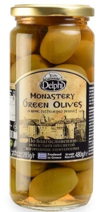 Оливки с косточкой в рассоле Монастырские DELPHI 480г ст/б