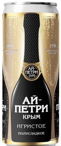 Ай-Петри жемчужное белое п/сладкое 0,33л.ж/б. Вино игристое Россия