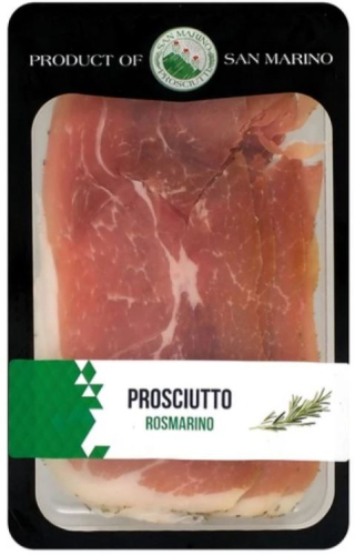 Окорок сыровяленый Прошутто Крудо с розмарином т.м."San Marino Prosciutti" нарезка 70 г.
