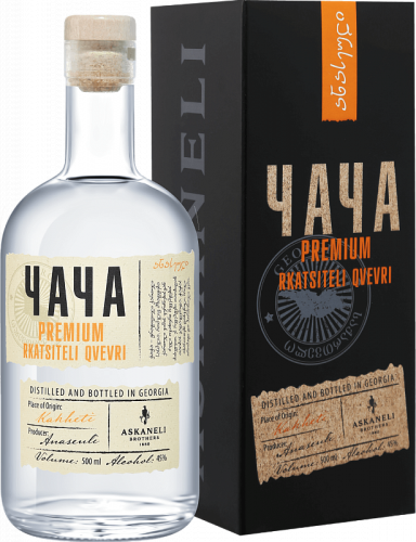 Чача Асканели Премиум Ркацители Квеври 0,5л п/уп. Водка Грузия