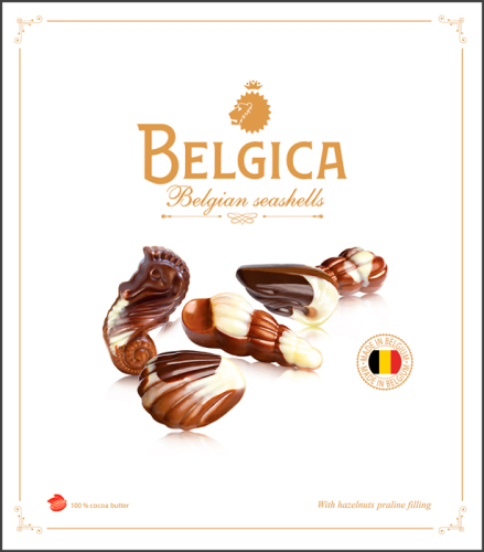Конфеты шоколадные Belgica Seashells с начинкой пралине 190 г
