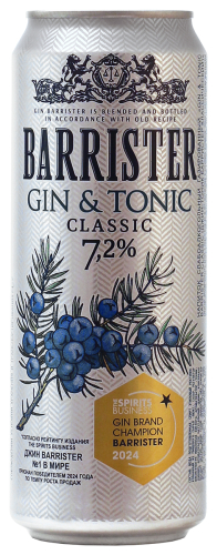 Джин-Тоник Барристер Классический 0,45л ж/б. Напиток слабоалкогольный  Россия