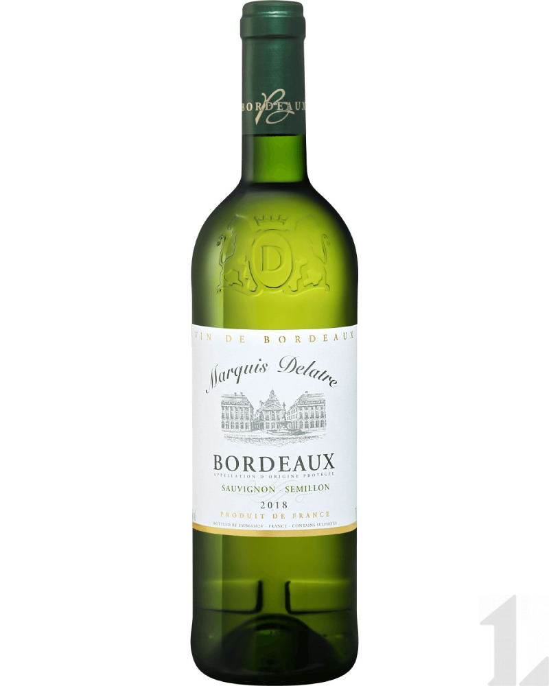 Маркиз Делатр Бордо белое сухое 0,75л. Вино Франция