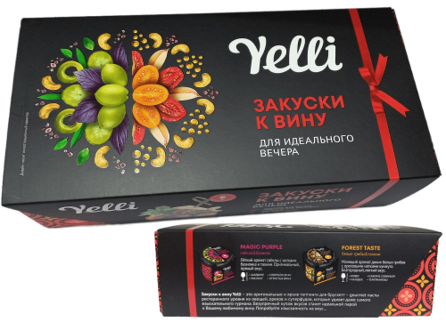 Закуска к вину Yelli в подарочной упаковке. Набор "Топпинги для брускетт" 2*100г. Россия