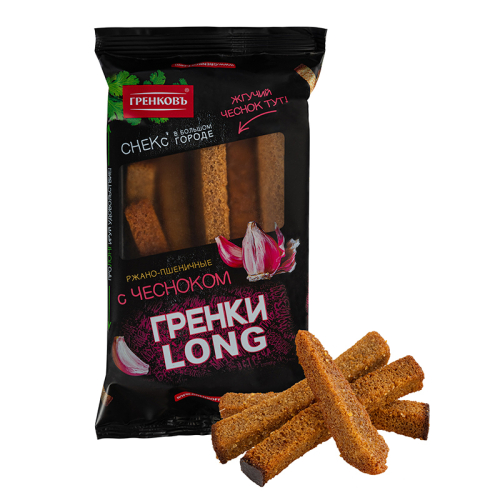 Гренки ржано-пшеничные LONG с чесноком 100г