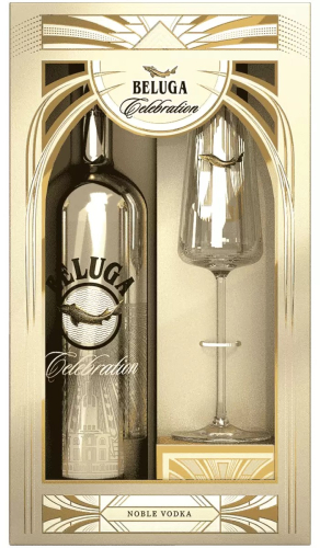 Белуга Селебрейшен 40% 0,7л + стакан флют. Водка Россия