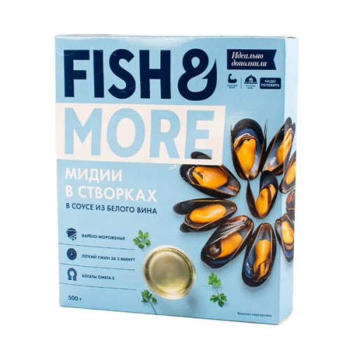 Мидии в соусе из белого вина т.м.Fish & More 500г
