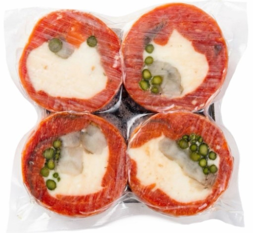 Рулет из нерки с сырной начинкой, креветкой и спаржей 400гр.