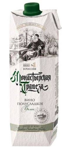 Монастырская Трапеза белое п/сл 1,0л т/п Вино Россия