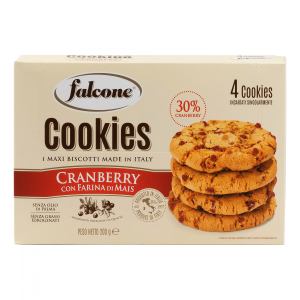 Печенье сахарное Cookies с клюквой и кукурузной мукой "falcone" 200г