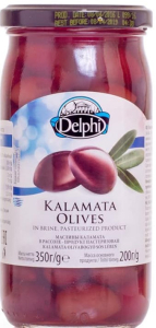 Маслины с косточкой Каламата в рассоле DELPHI 350г ст/б