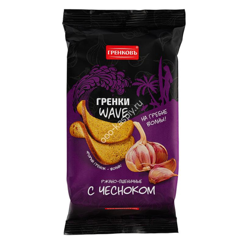Гренки ржано-пшеничные WAVE со вкусом чеснока, 75г