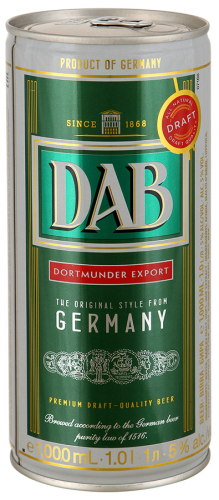 Пиво ДАБ светлое фильтр. пастеризованное 5% 0,5л ж/б. Германия