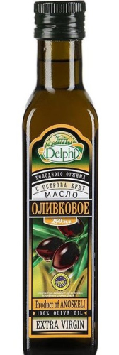 Масло оливковое нерафин. высш. качества Extra virgin olive oil Delphi  0,25л Греция