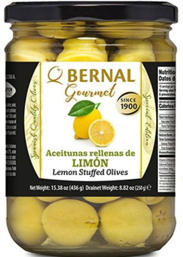 Оливки, фаршированные лимоном BERNAL с/к, 436г
