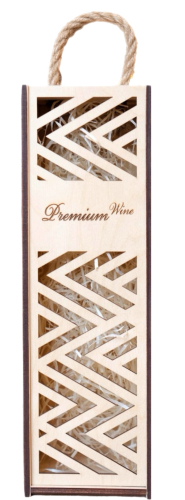 Короб для бутылки Одинарный Premium Wine с канатной ручкой/Белый/Логотип