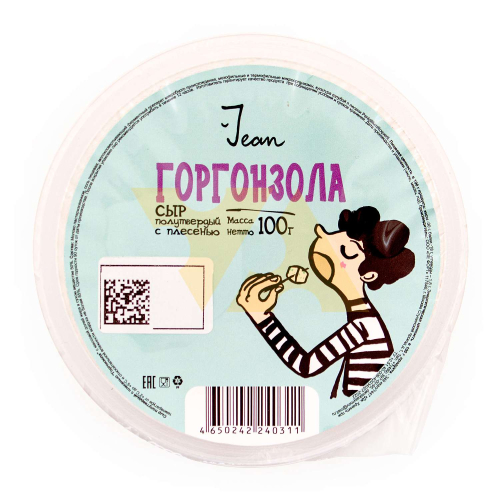 Сыр Горгонзола полутвердый с плесенью фасованный т.м. JEAN 145г