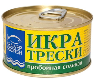 Икра трески тихоокеанской пробойная соленая 130 гр ж/б