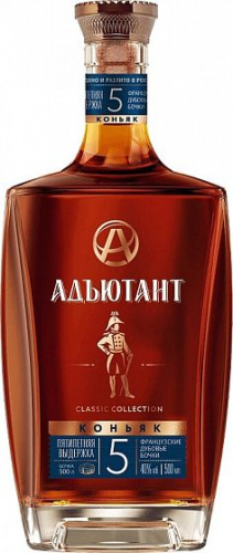 Адъютант пятилетний 0,5л. Коньяк ООО "КВКЗ"/Россия