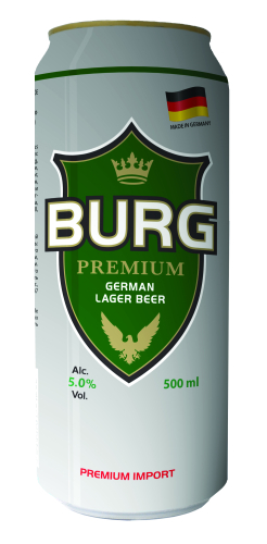 Пиво Бург Премиум Лагер светлое паст.фильт. 0,5л ж/б Германия