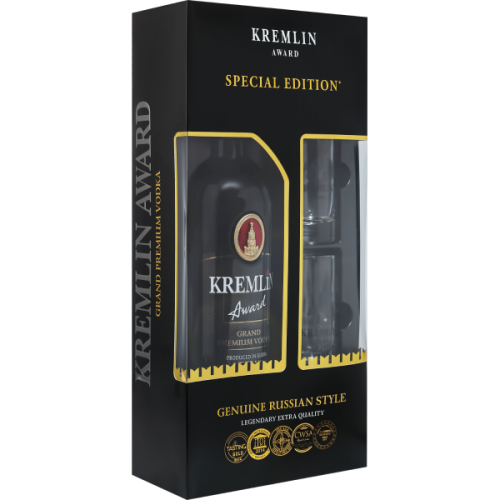 Кремлин Эворд 0,7л. в п/уп + 2 стопки. Водка Россия