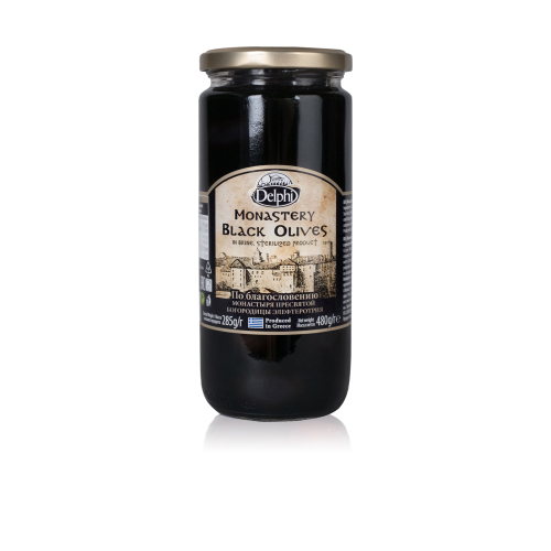 Маслины Каламата с косточкой в рассоле Монастырские DELPHI 480г ст/б