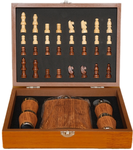 Набор 7 в1: фляжка 8 oz, 4 рюмки, воронка, шахматы, 18х24 см 3470677